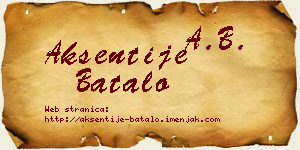Aksentije Batalo vizit kartica